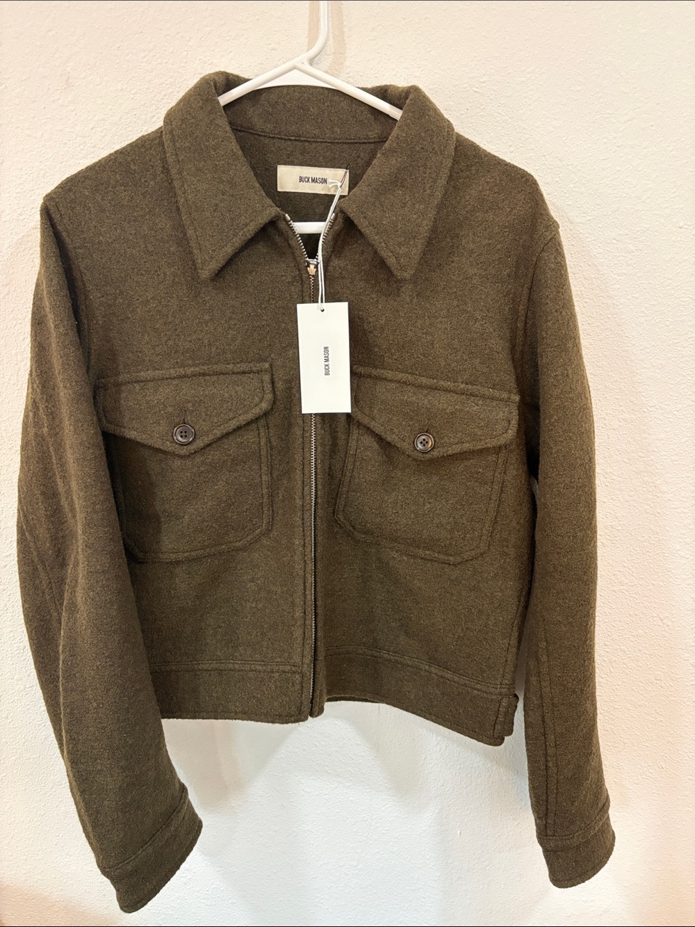 Buck Mason Felted Wool Rib Jacket Marled River Rock Women’s Small NWT $298